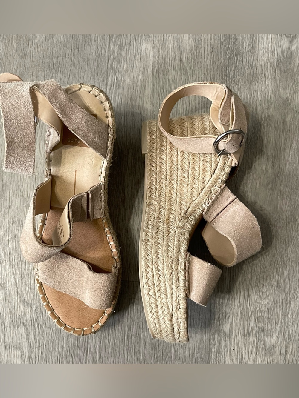 Dolce Vita Beige Suede Espadrille Wedge Sandals Boho Fairy Cottagecore Festival